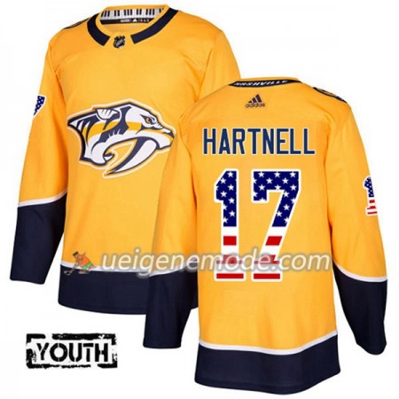 Kinder Eishockey Nashville Predators Trikot Scott Hartnell 17 Adidas 2017-2018 Gold USA Flag Fashion Authentic